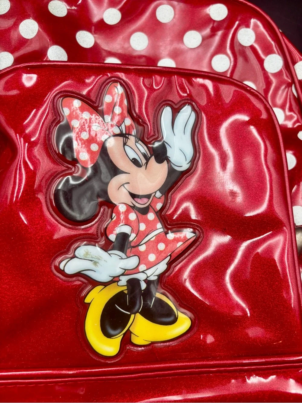 Disney Parks Minnie Mouse Red Polka Dot Glitter Backpack Purse Mini Bag Small
